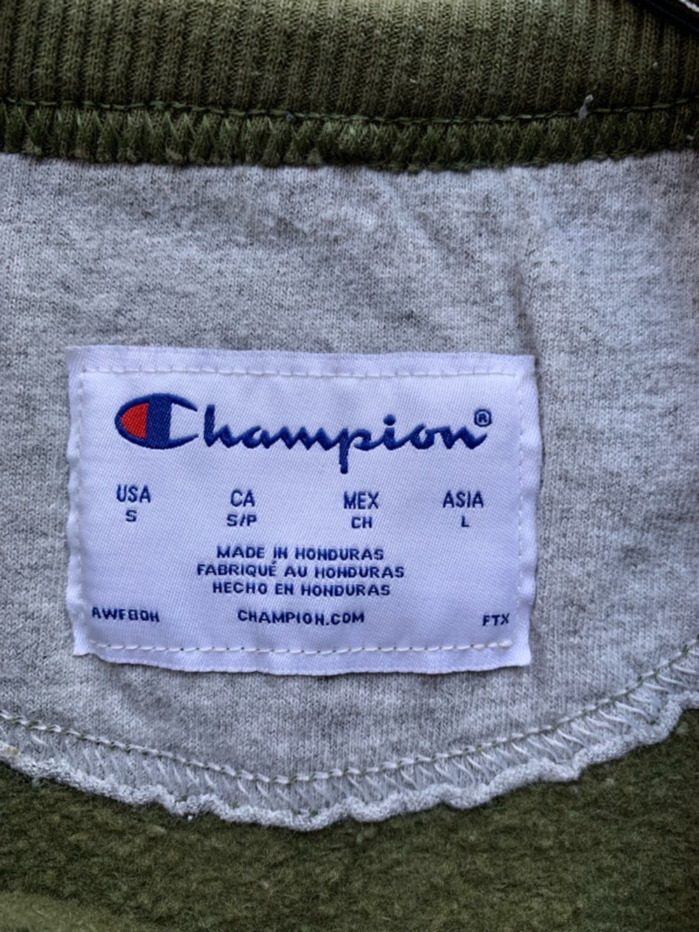 Champion Unisex Olive Green Powerblend Crewneck Sweatshirt - Size S - Picture 2 of 11